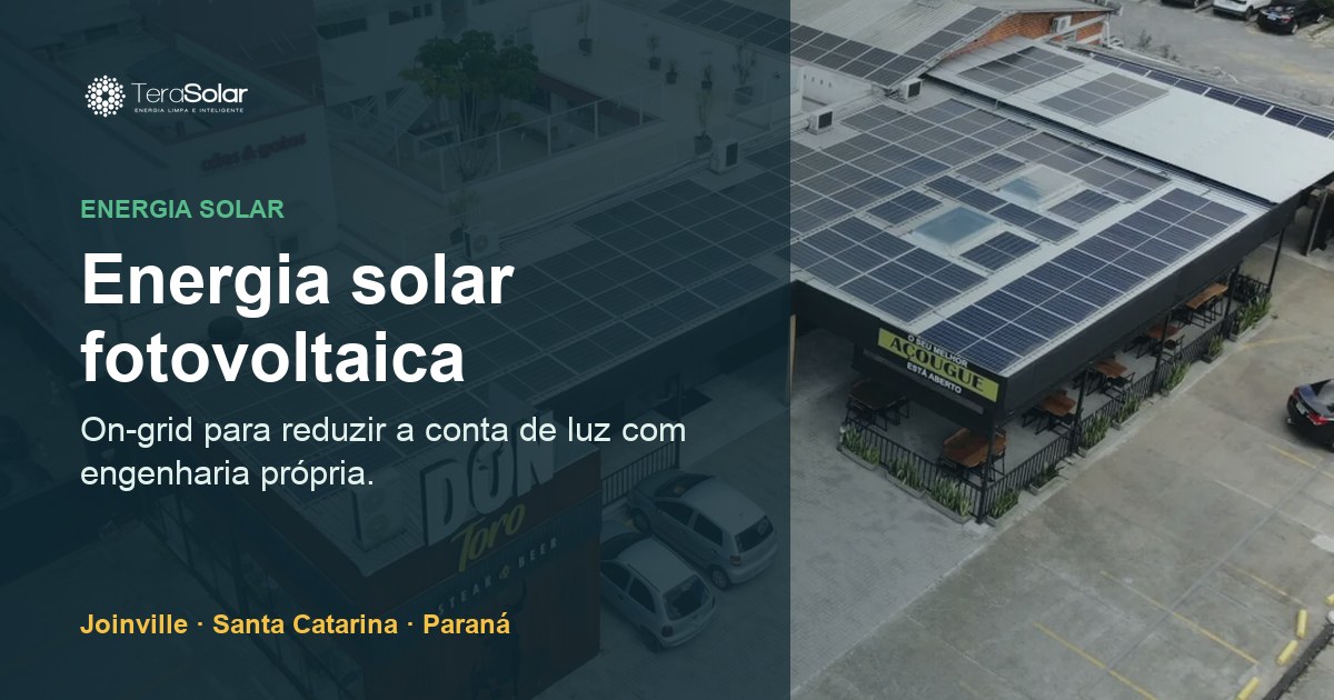 Sistema fotovoltaico da TeraSolar usado para reduzir a compra de energia da rede